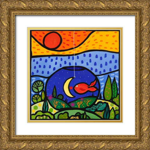 Lino Gold Ornate Wood Framed Art Print with Double Matting by Wallas