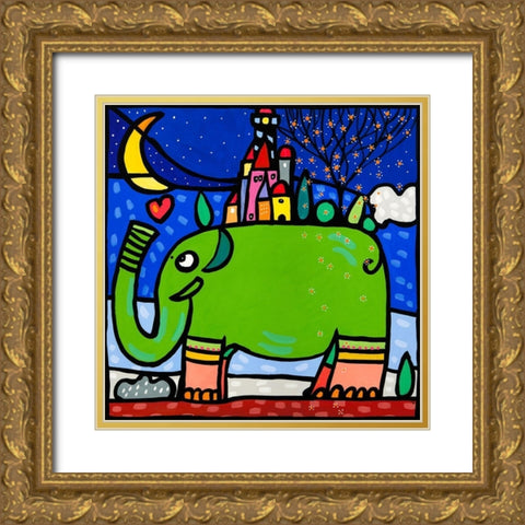 Ele Gold Ornate Wood Framed Art Print with Double Matting by Wallas