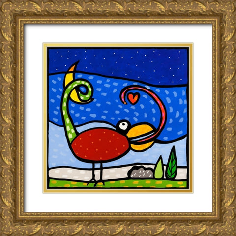 Kama-Leo Gold Ornate Wood Framed Art Print with Double Matting by Wallas