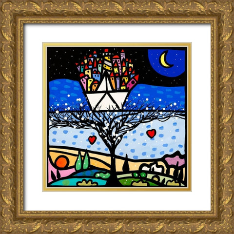 Ancorati al cuore Gold Ornate Wood Framed Art Print with Double Matting by Wallas