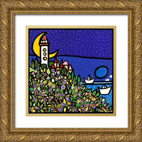 La sentinella del mare Gold Ornate Wood Framed Art Print with Double Matting by Wallas