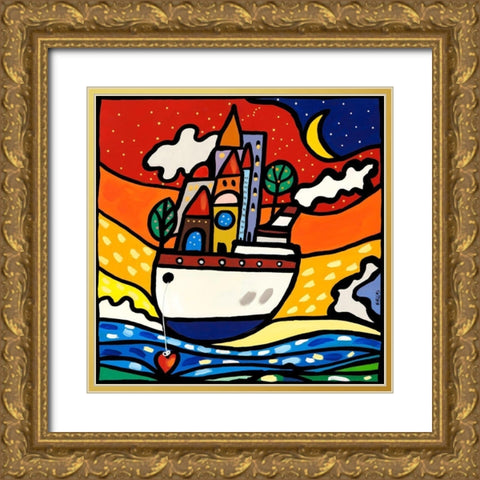 Navigare con amore Gold Ornate Wood Framed Art Print with Double Matting by Wallas