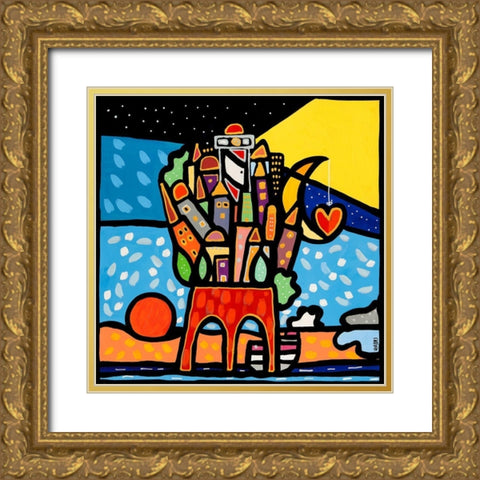 Sostenere la vita Gold Ornate Wood Framed Art Print with Double Matting by Wallas