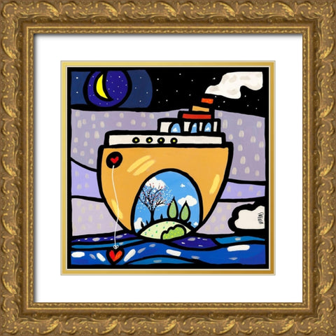 New Ark Gold Ornate Wood Framed Art Print with Double Matting by Wallas