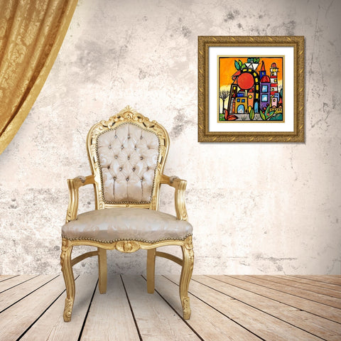 Calda protezione Gold Ornate Wood Framed Art Print with Double Matting by Wallas