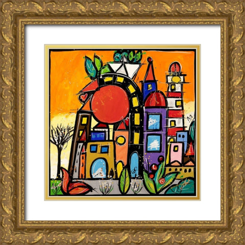 Calda protezione Gold Ornate Wood Framed Art Print with Double Matting by Wallas