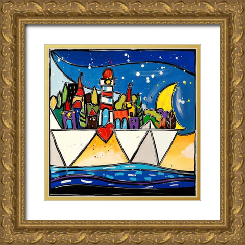 Congiunzione Gold Ornate Wood Framed Art Print with Double Matting by Wallas
