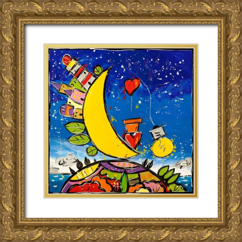 Guarda che luna guarda che amare Gold Ornate Wood Framed Art Print with Double Matting by Wallas