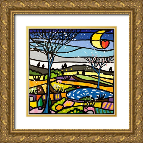 Notte serena Gold Ornate Wood Framed Art Print with Double Matting by Wallas