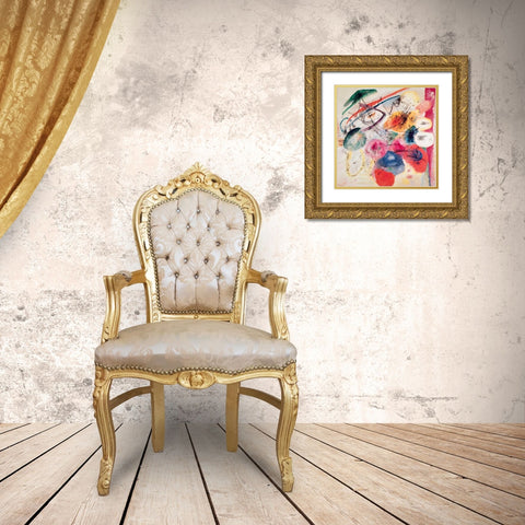 Black Lines Gold Ornate Wood Framed Art Print with Double Matting by Kandinsky, Wassily