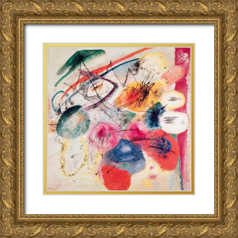 Black Lines Gold Ornate Wood Framed Art Print with Double Matting by Kandinsky, Wassily