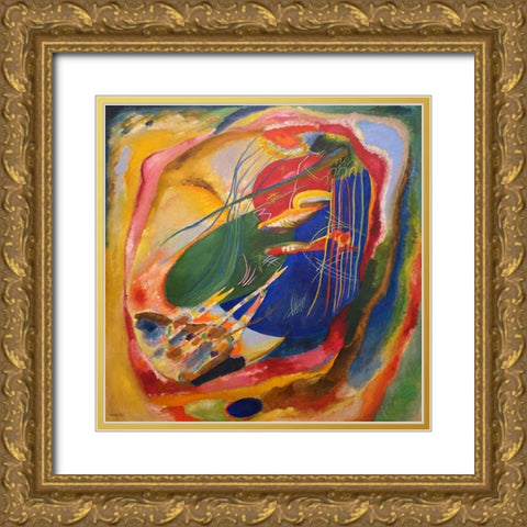 Picture with Three Spot Gold Ornate Wood Framed Art Print with Double Matting by Wassily, Kandinsky