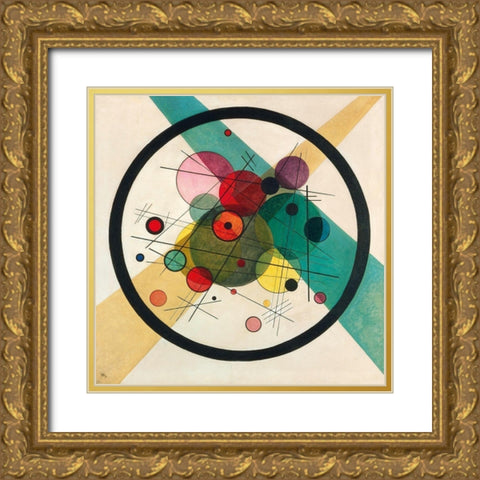 Circles in a circle Gold Ornate Wood Framed Art Print with Double Matting by Wassily, Kandinsky