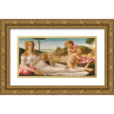 An Allegory Gold Ornate Wood Framed Art Print with Double Matting by After Botticelli