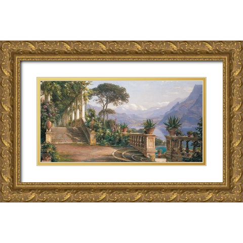 Lodge on Lake Como  Gold Ornate Wood Framed Art Print with Double Matting by Carl Frederic, Aagard