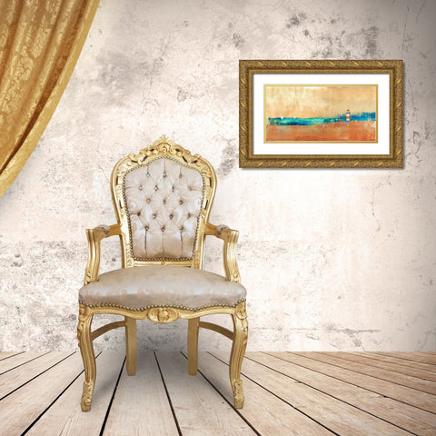 Coast Line and Lighthouse Gold Ornate Wood Framed Art Print with Double Matting by Alex, Blanco