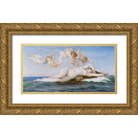 The Birth of Venus Gold Ornate Wood Framed Art Print with Double Matting by Cabanel, Alexandre