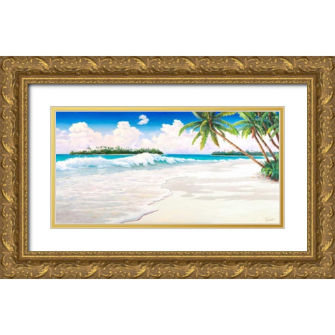 Onda tropicale Gold Ornate Wood Framed Art Print with Double Matting by Galasso, Adriano