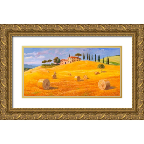 Colline in Toscana Gold Ornate Wood Framed Art Print with Double Matting by Galasso, Adriano