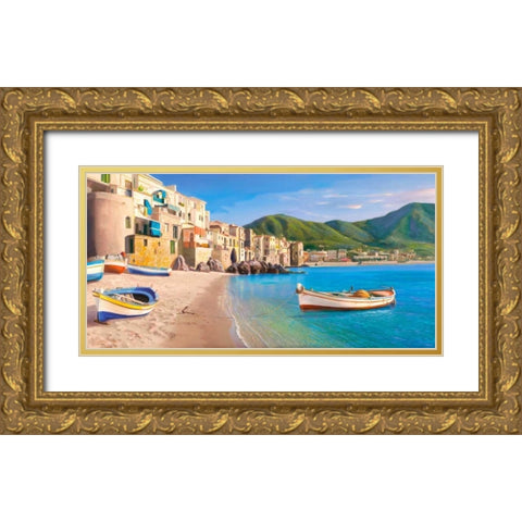 Cefalu Gold Ornate Wood Framed Art Print with Double Matting by Galasso, Adriano