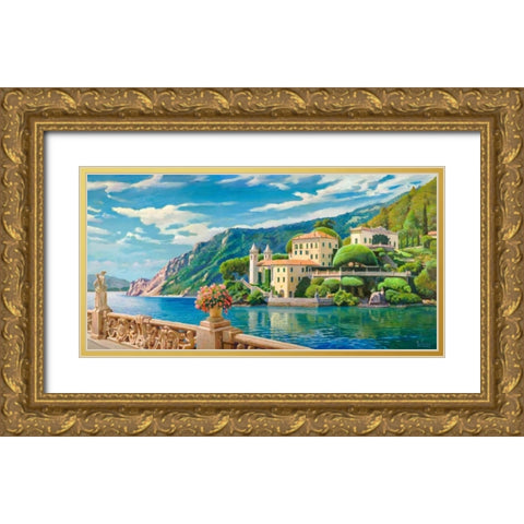 Villa sul lago Gold Ornate Wood Framed Art Print with Double Matting by Galasso, Adriano