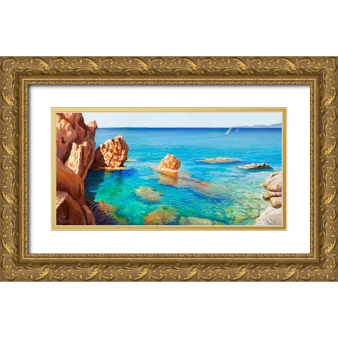 Cala del vento Gold Ornate Wood Framed Art Print with Double Matting by Galasso, Adriano