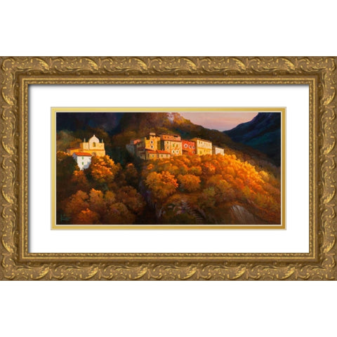 Paese sul monte Gold Ornate Wood Framed Art Print with Double Matting by Galasso, Adriano