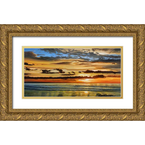 Alba sul mare Gold Ornate Wood Framed Art Print with Double Matting by Galasso, Adriano