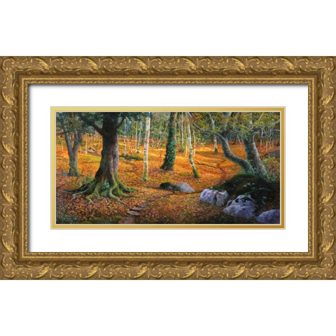Sottobosco Gold Ornate Wood Framed Art Print with Double Matting by Galasso, Adriano