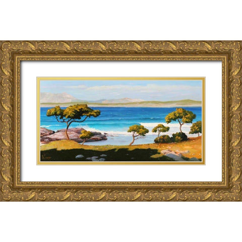 Spiaggia del Mediterraneo Gold Ornate Wood Framed Art Print with Double Matting by Galasso, Adriano