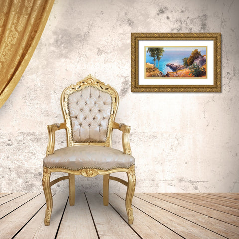 Orizzonte Mediterraneo Gold Ornate Wood Framed Art Print with Double Matting by Galasso, Adriano