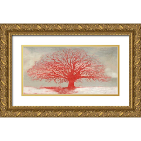 Red Tree Gold Ornate Wood Framed Art Print with Double Matting by Aprile, Alesso