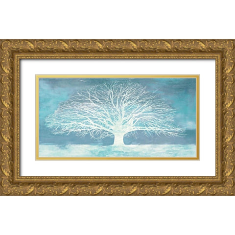 Aquamarine Tree Gold Ornate Wood Framed Art Print with Double Matting by Aprile, Alesso