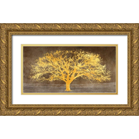 Shimmering Tree Ash Gold Ornate Wood Framed Art Print with Double Matting by Aprile, Alessio
