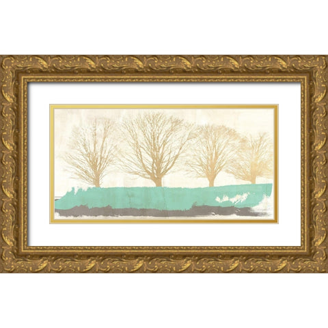Tree Lines Gold Gold Ornate Wood Framed Art Print with Double Matting by Alessio, Aprile