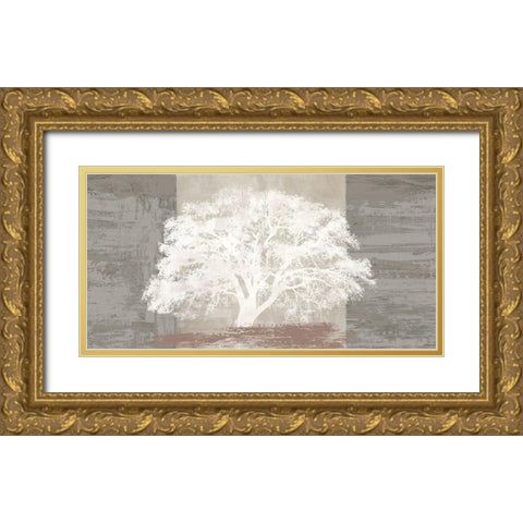 White Tree Panel Gold Ornate Wood Framed Art Print with Double Matting by Aprile, Alessio