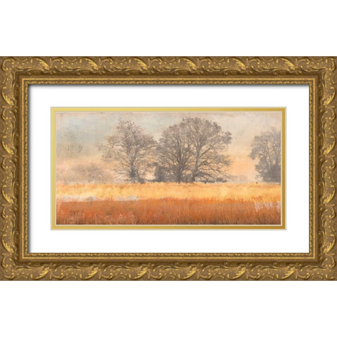 Trees in the Mist Gold Ornate Wood Framed Art Print with Double Matting by Aprile, Alessio