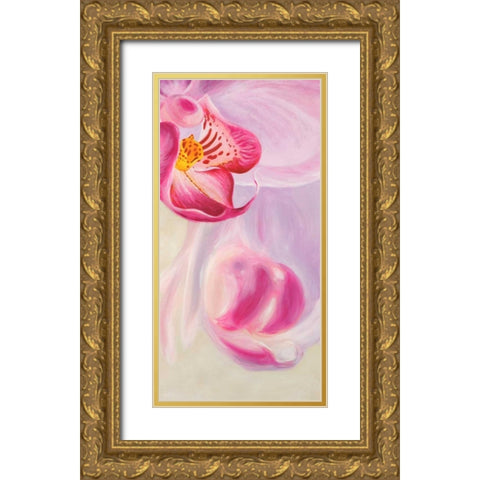 Purple Orchids III Gold Ornate Wood Framed Art Print with Double Matting by Ann, Cynthia