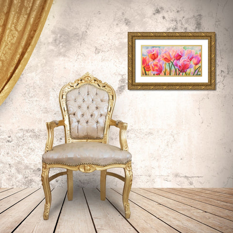 Tulips in Wonderland Gold Ornate Wood Framed Art Print with Double Matting by Ann, Cynthia