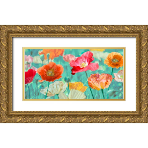 Poppies in Bloom Gold Ornate Wood Framed Art Print with Double Matting by Cynthia, Ann
