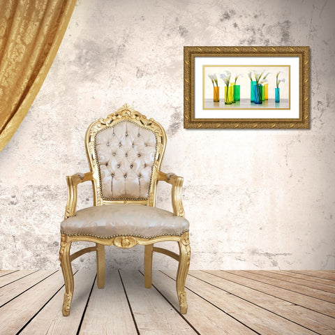 Callas in crystal vases Gold Ornate Wood Framed Art Print with Double Matting by Cynthia, Ann