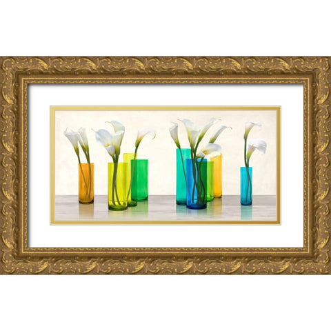 Callas in crystal vases Gold Ornate Wood Framed Art Print with Double Matting by Cynthia, Ann