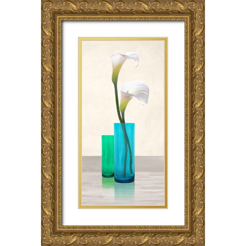 Callas in crystal vases I Gold Ornate Wood Framed Art Print with Double Matting by Cynthia, Ann