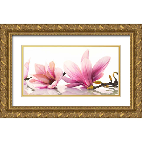 Magnolia Gold Ornate Wood Framed Art Print with Double Matting by Ann, Cynthia