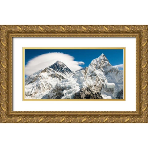 Mount Everest Gold Ornate Wood Framed Art Print with Double Matting by Anonymous