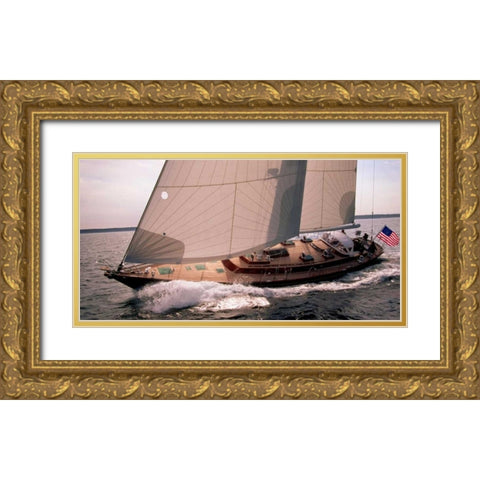 Sailboat Leaning to the Side Gold Ornate Wood Framed Art Print with Double Matting by Rabinowitz, Neil