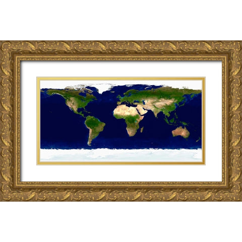 Earth in Daylight Gold Ornate Wood Framed Art Print with Double Matting by Nasa