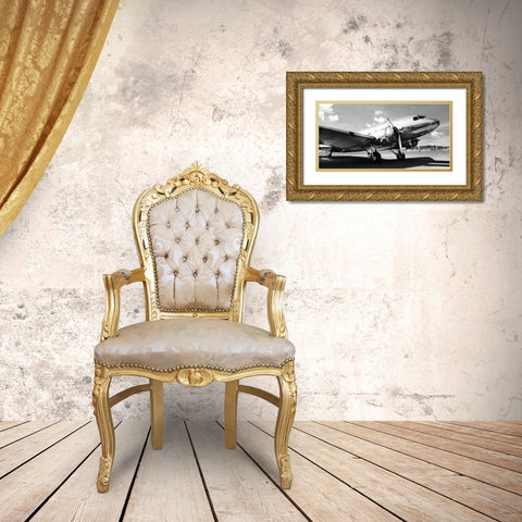 Vintage airplane Gold Ornate Wood Framed Art Print with Double Matting by Gasoline Images