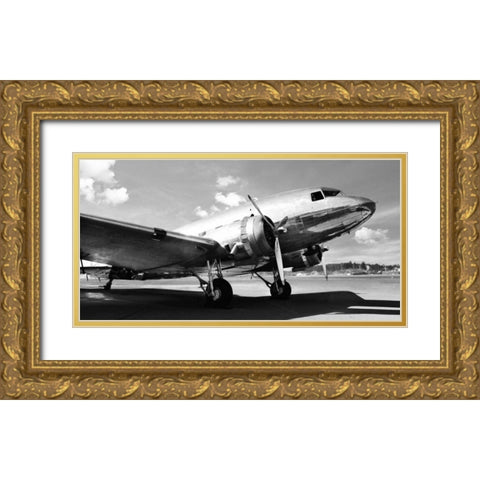 Vintage airplane Gold Ornate Wood Framed Art Print with Double Matting by Gasoline Images