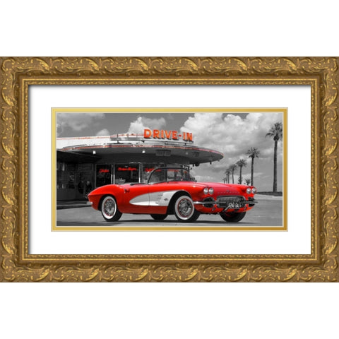 Historical diner, USA Gold Ornate Wood Framed Art Print with Double Matting by Gasoline Images